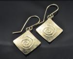 Celtic spiral 14KY gold earrings, Repousse'