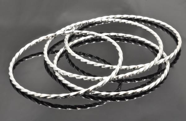 Sterling silver blacksmith twist bangles