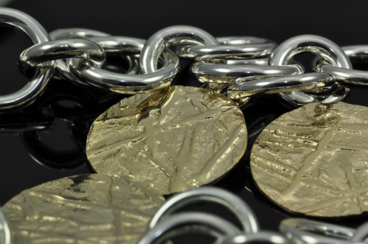 Sterling silver & 14KY gold bedouin bracelet picture