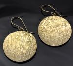 14KY gold inch inch round frost pattern earrings