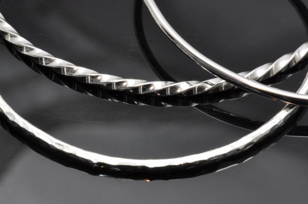 Sterling silver blacksmith twist bangles picture