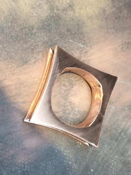 14K Rose gold square channel set ring picture
