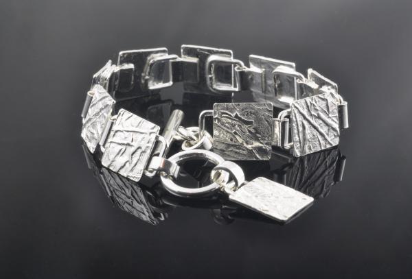 Argentium sterling silver frost pattern repousse link bracelet