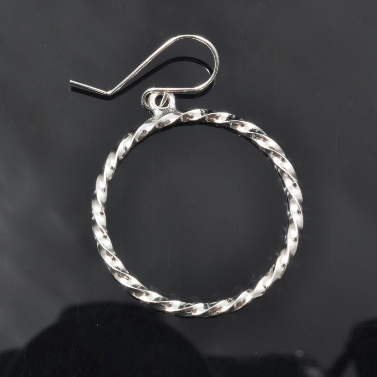 Sterling silver blacksmith twist medium size hoop earrings picture