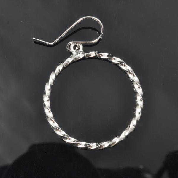 Sterling silver blacksmith twist medium size hoop earrings picture