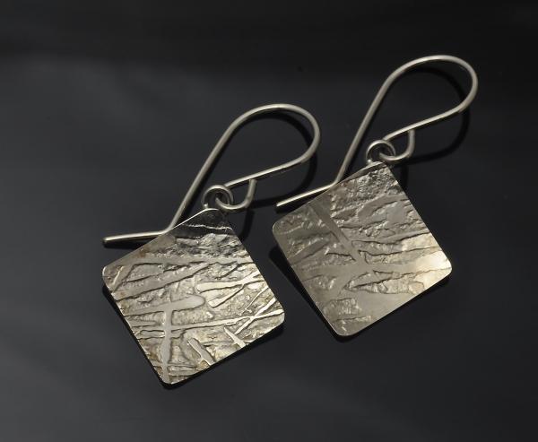 14KY gold 1/2 square (diamond shape) frost pattern earrings picture