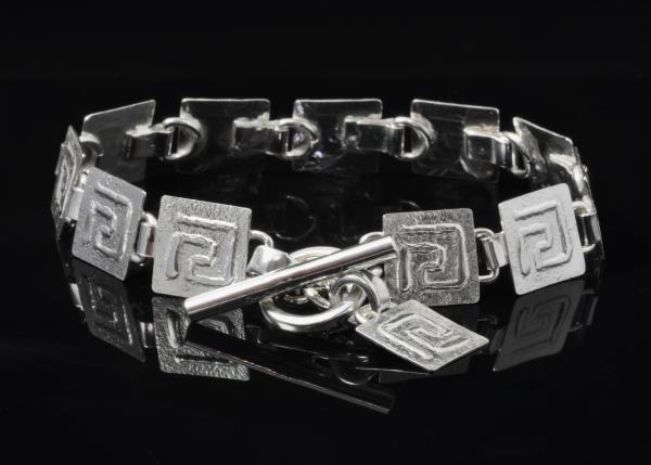 Greek Meander sterling Hinged Bracelet