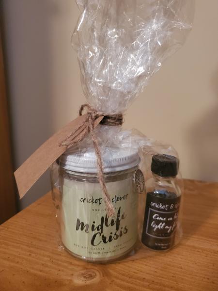 Mid life crisis candle gift set picture