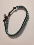 Teal Leather Beaded Bracelet