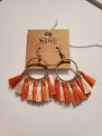 Orange and White Tassel Earrings