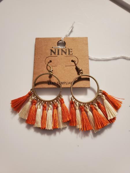 Orange and White Tassel Earrings picture