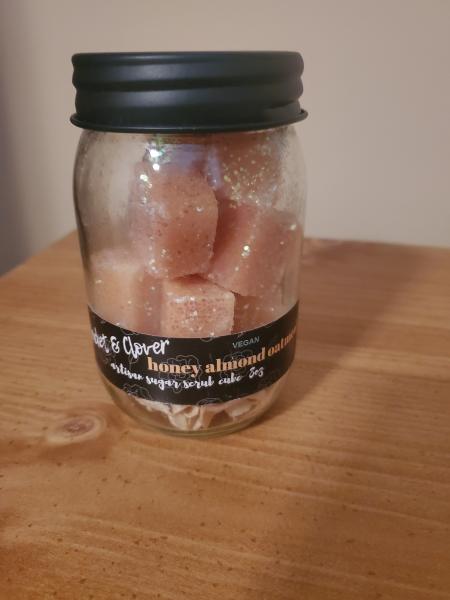Vegan honey almond oatmeal sugar scrub cube picture