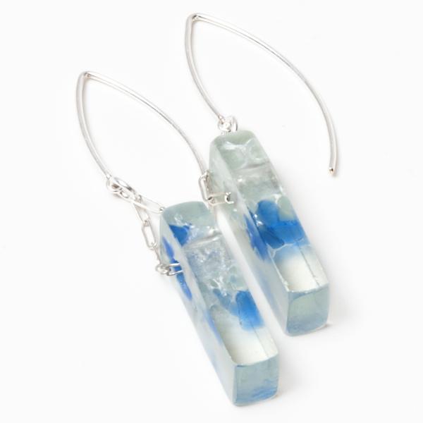 Recycled Glass Mosaic Earrings | Silver picture