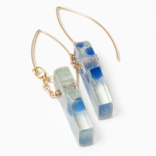 Recycled Glass Mosaic Earrings | Gold picture