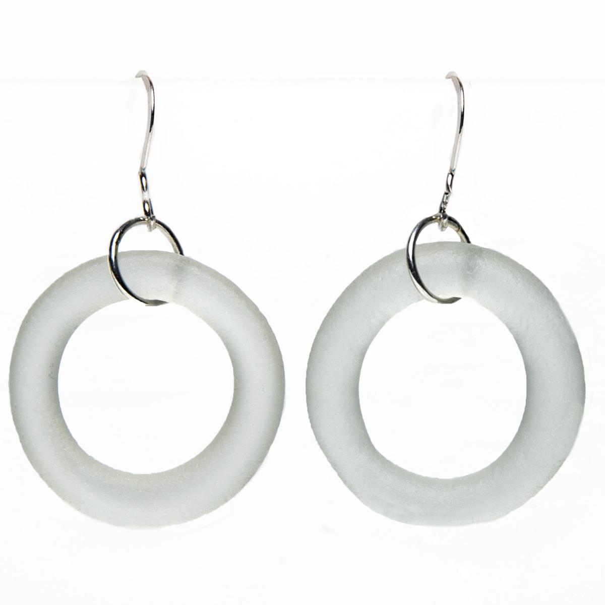 Recycled Glass Seaglass style Earrings | Silver picture