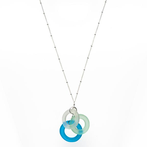 Recycled Glass Seaglass style Chandelier Necklace | Silver picture