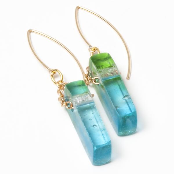 Recycled Glass Mosaic Earrings | Gold picture