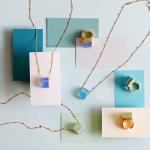 Recycled Glass Cube Necklace Gold