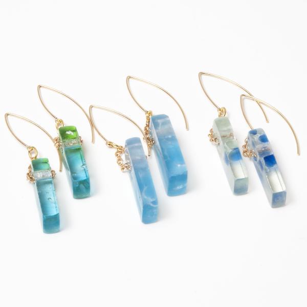 Recycled Glass Mosaic Earrings | Gold picture