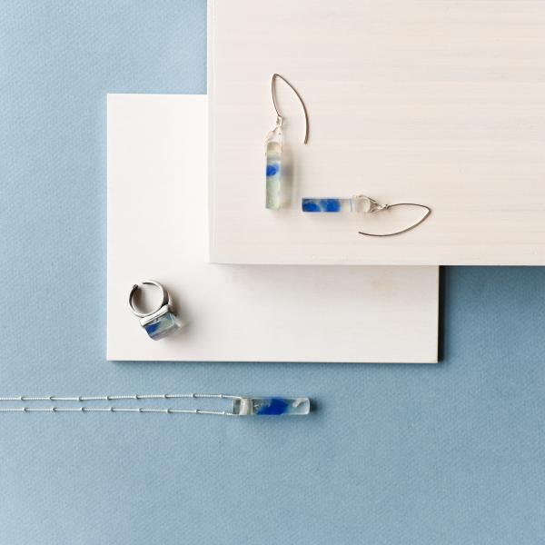 Recycled Glass Mosaic Earrings | Silver picture