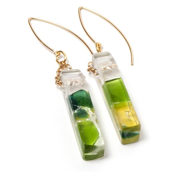 Recycled Glass Mosaic Earrings | Gold picture