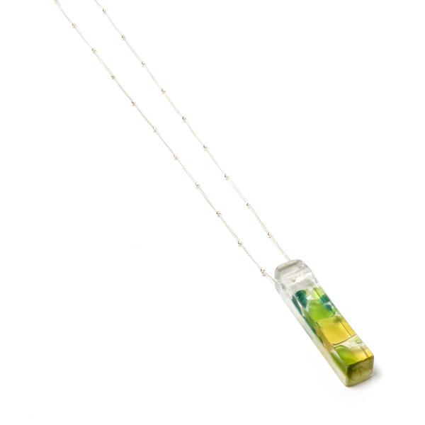 Recycled Glass Mosaic Necklace | Silver picture