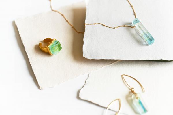 Recycled Glass Mosaic Necklace | Gold picture