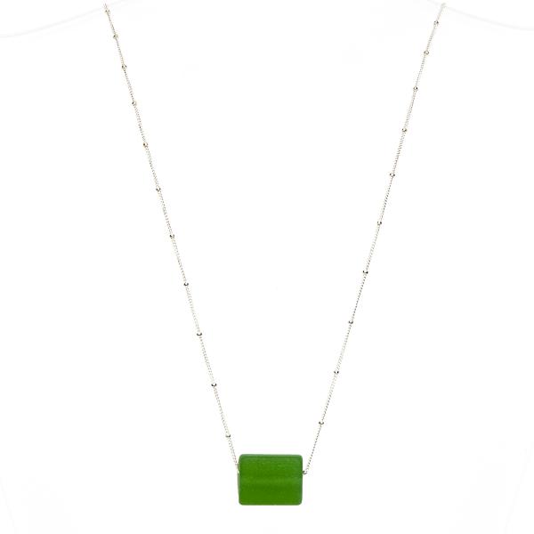 Recycled Glass Cube Necklace Silver picture