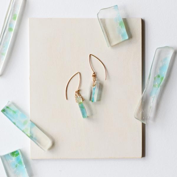 Recycled Glass Mosaic Earrings | Gold picture