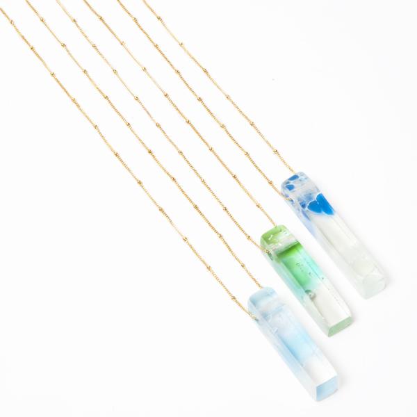 Recycled Glass Mosaic Necklace | Gold