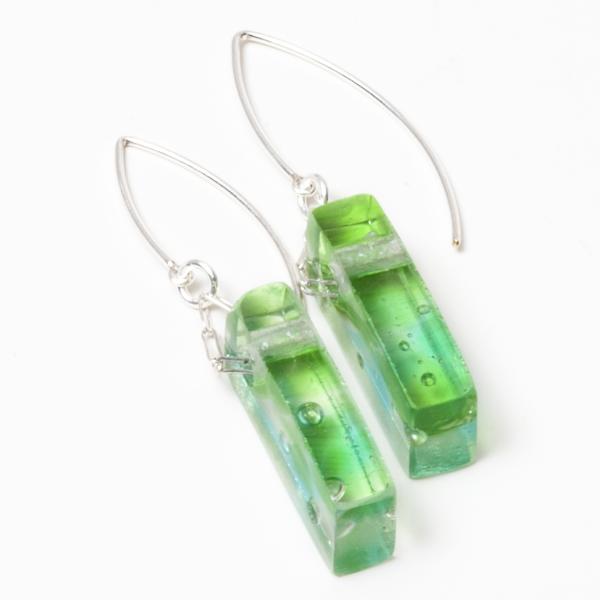 Recycled Glass Mosaic Earrings | Silver picture