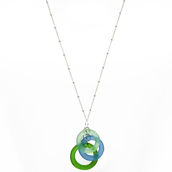 Recycled Glass Seaglass style Chandelier Necklace | Silver picture