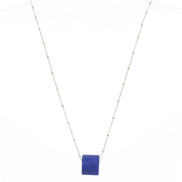 Recycled Glass Cube Necklace Silver picture
