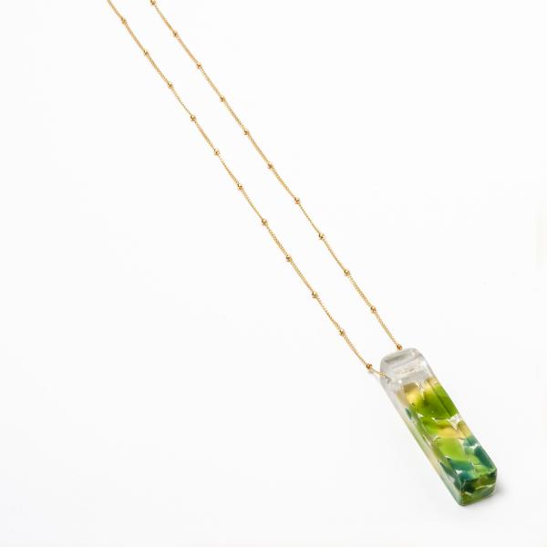 Recycled Glass Mosaic Necklace | Gold picture