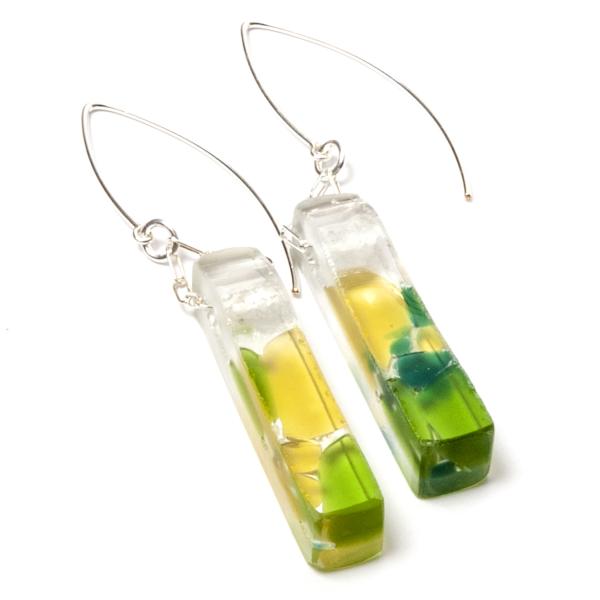 Recycled Glass Mosaic Earrings | Silver picture