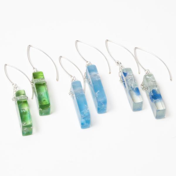 Recycled Glass Mosaic Earrings | Silver picture