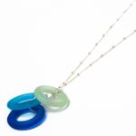 Recycled Glass Seaglass style Chandelier Necklace | Silver
