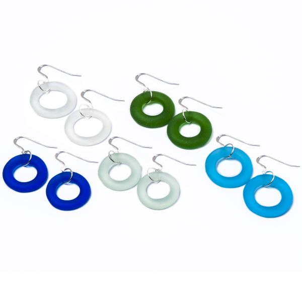 Recycled Glass Seaglass style Earrings | Silver