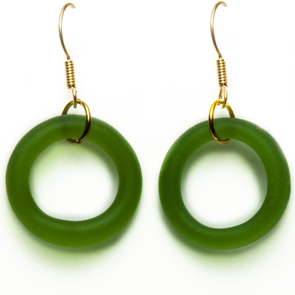 Recycled Glass Seaglass style Earrings | Gold picture