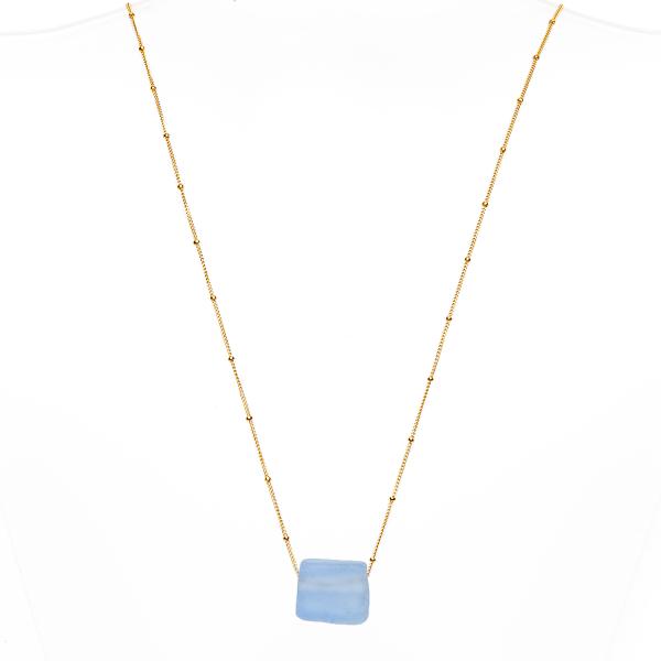 Recycled Glass Cube Necklace Gold picture