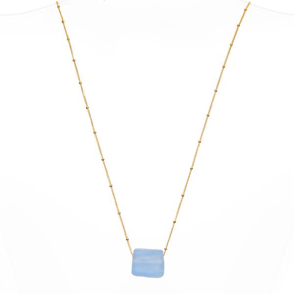 Recycled Glass Cube Necklace Gold picture