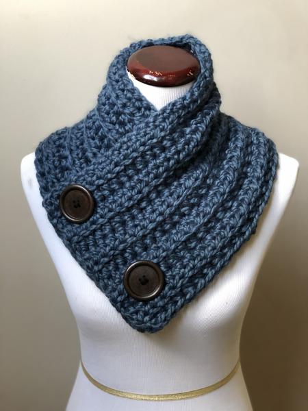 Button Up Cowl in Blue