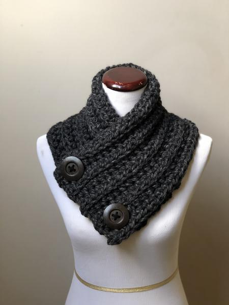 Button Up Cowl in Charcoal Gray