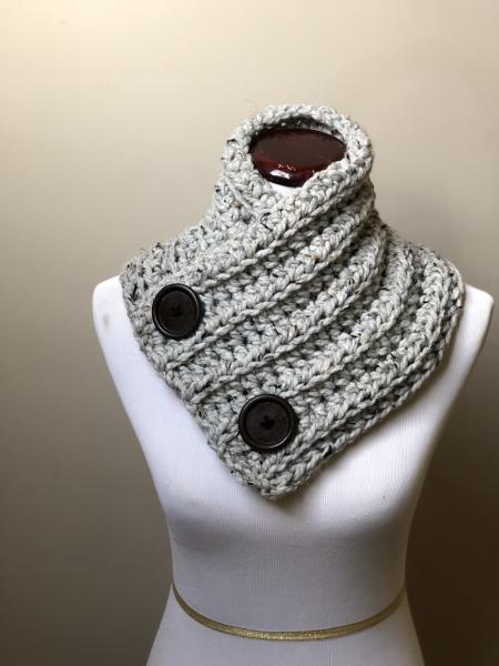 Button Up Cowl in Gray Marble