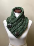 Button Up Cowl in Dark Green Tweed