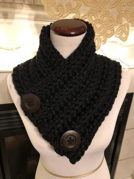 Button Up Cowl in Black picture