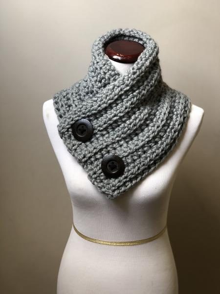 Button Up Cowl in Light Gray