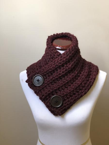 Button Up Cowl in Burgundy