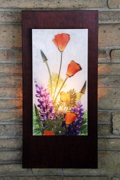 Single Tall Panel Sconce (Poppies and Lupine)