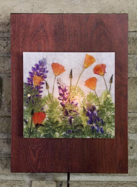 Single Panel Wall Sconce (Poppies and Lupine) picture